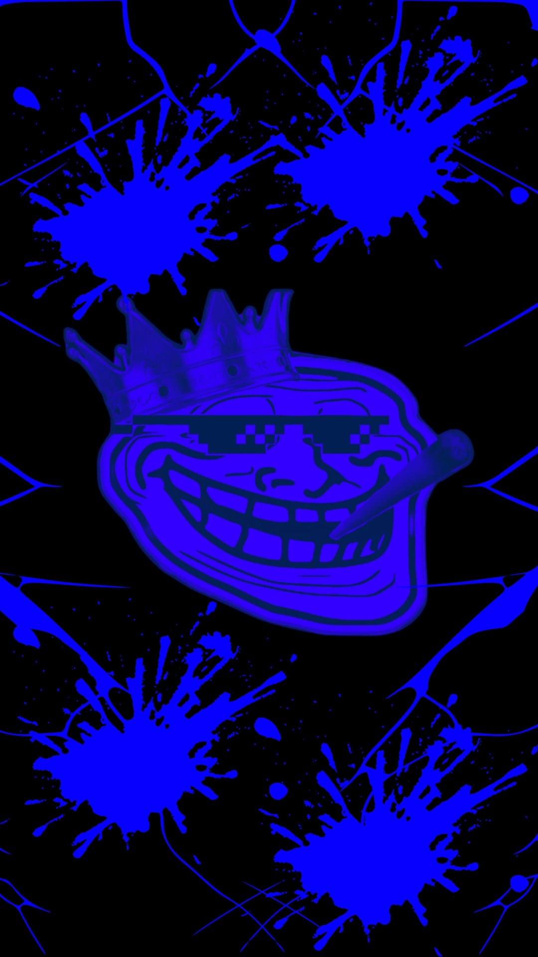 A blue troll face wearing a crown perfect for troll face wallpaper free