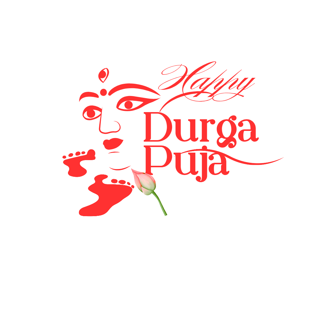Durga puja text clipart png