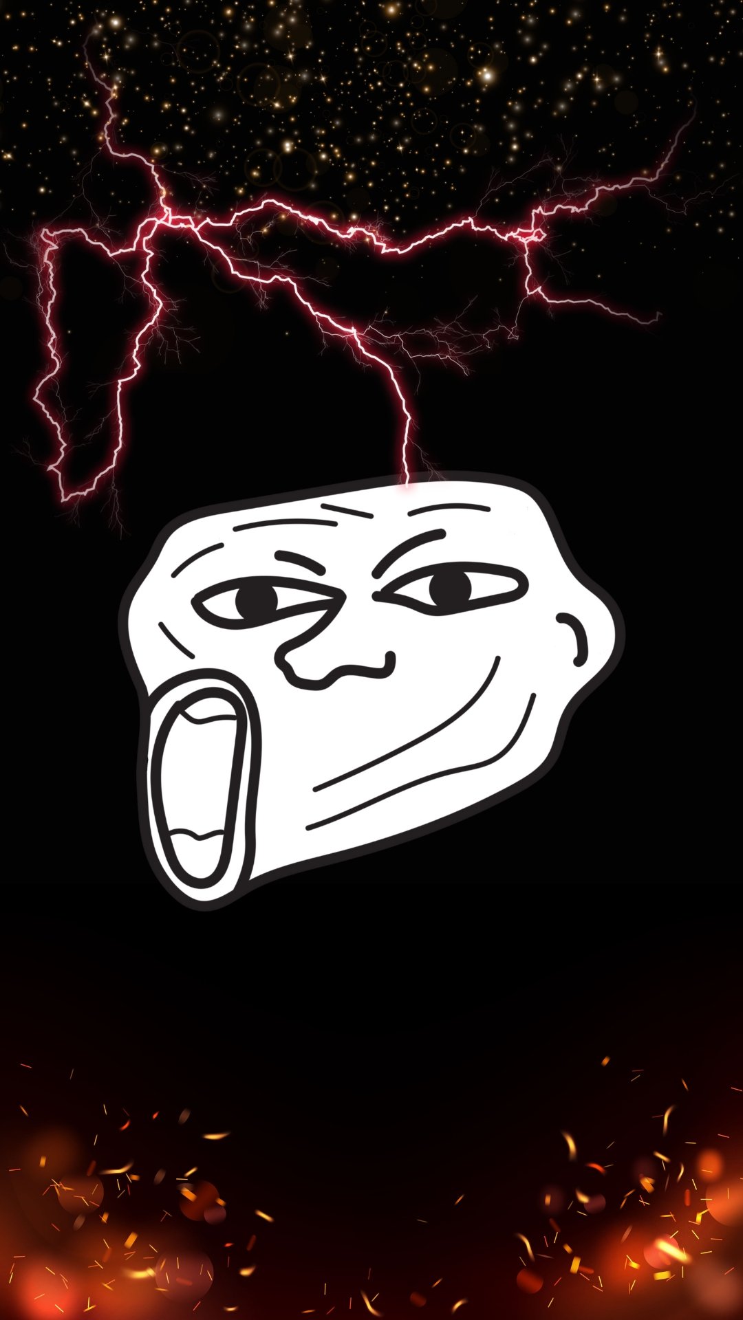 Fire sparks troll face wallpaper for free download