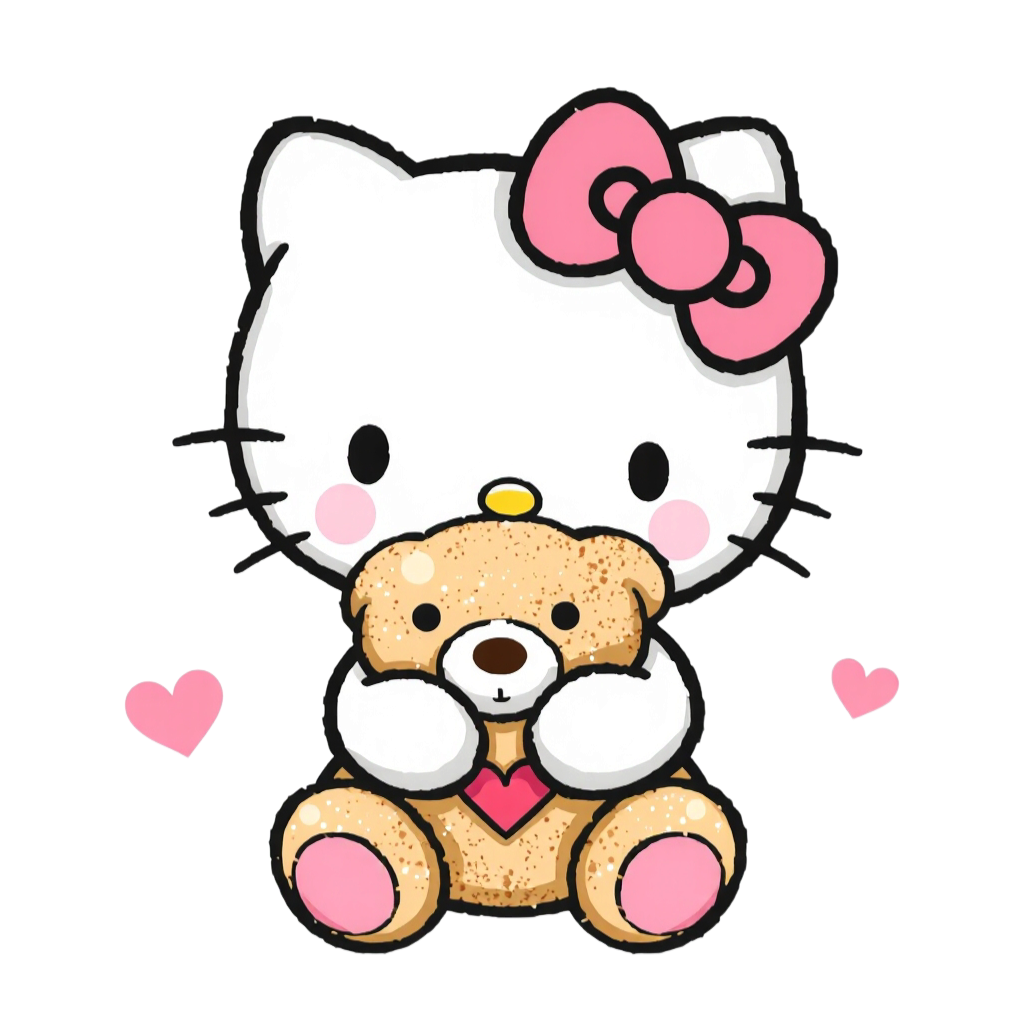 Hello kitty with teddy bear png clipart