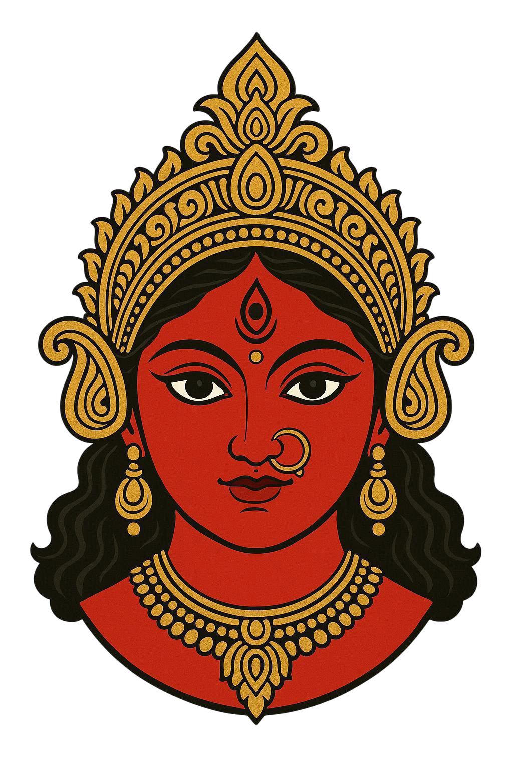 Hindu goddess devi maa durga red face png free download