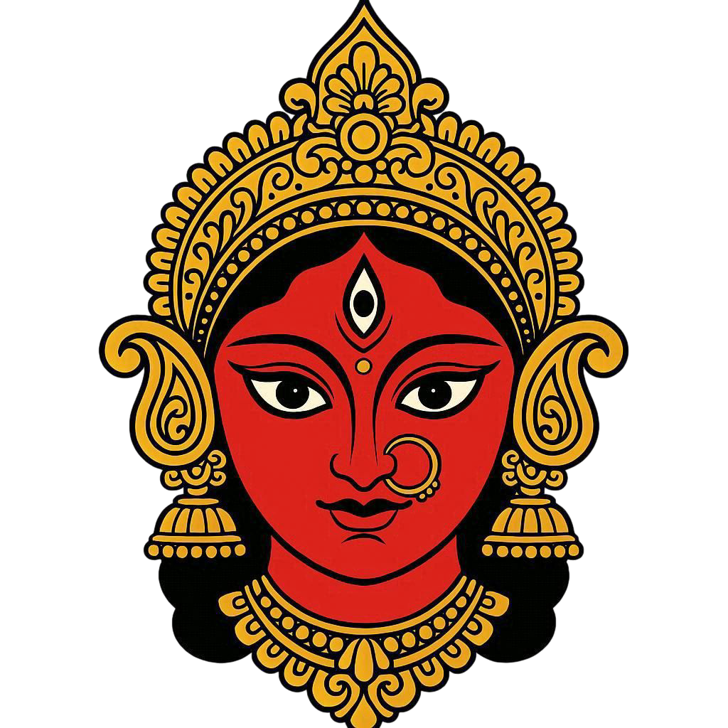 Hindu goddess devi maa durga red face png