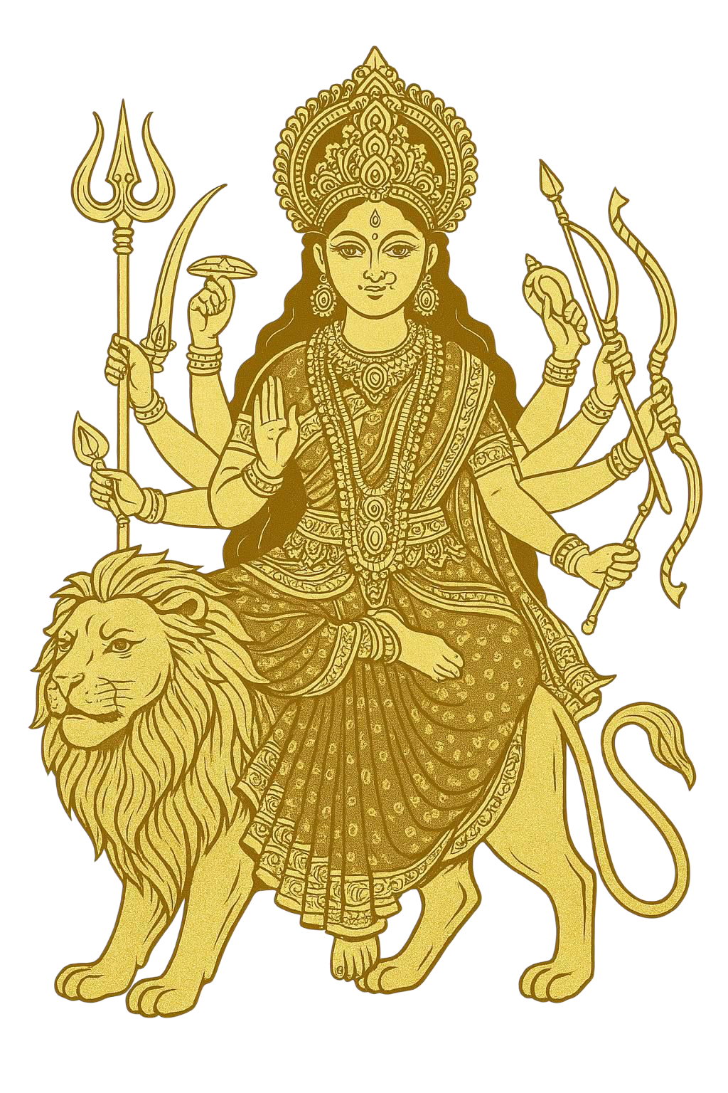 Hindu goddess devi maa durga golden png