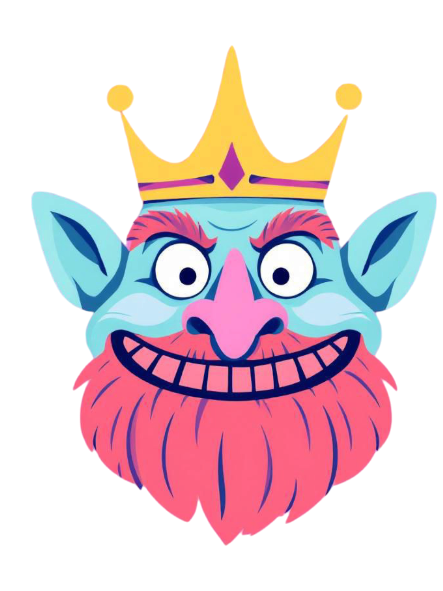 Blue cartoon troll face png transparent clipart character