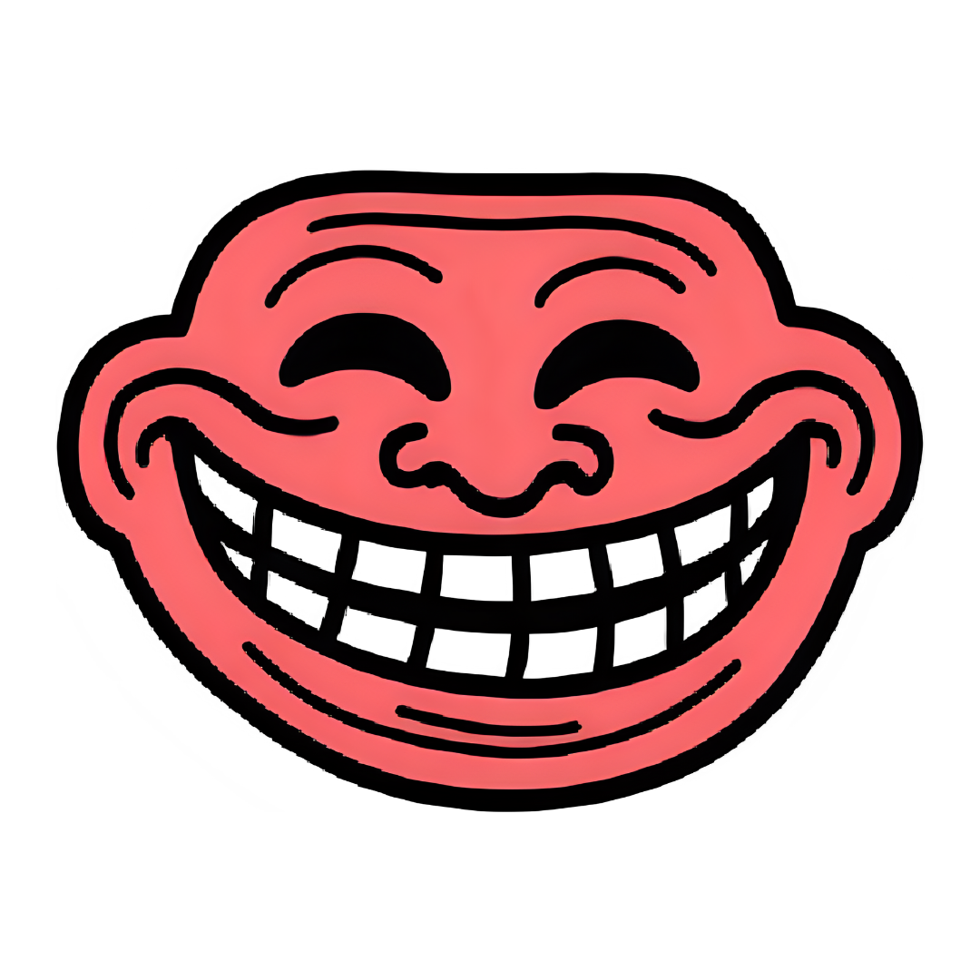 Casper trollface png transparent red smiling eyes closed meme cartoon clipart