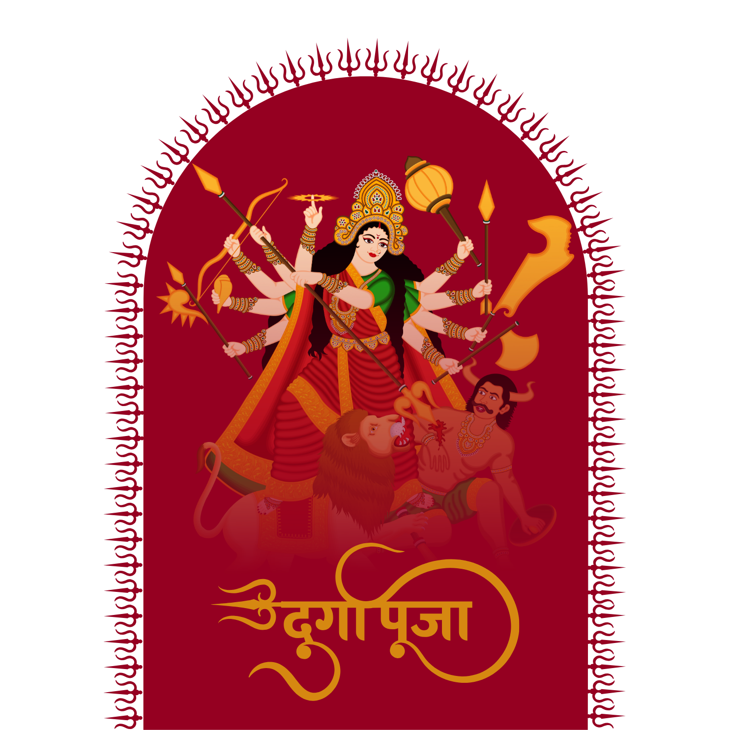 Durga mata mahishasura design png