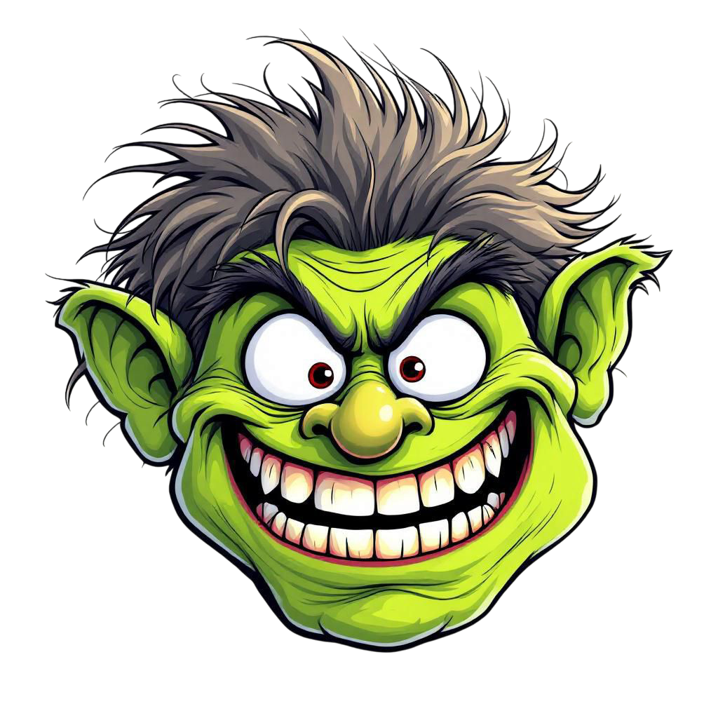 Green troll face png transparent cartoon meme expression