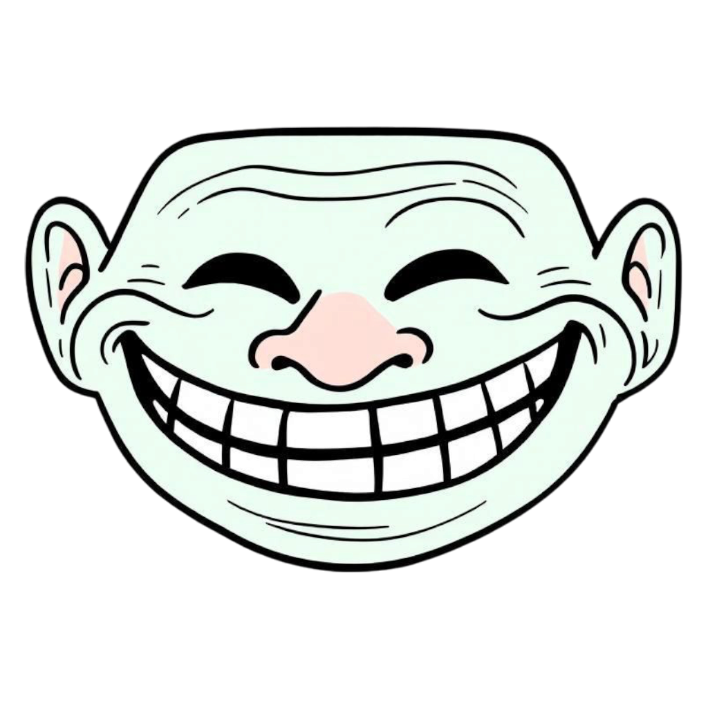 Light green troll face png transparent cartoon clipart