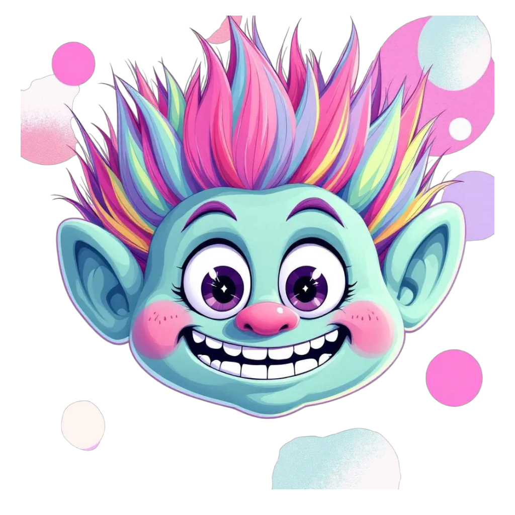 Multicolor troll face png transparent cartoon clipart