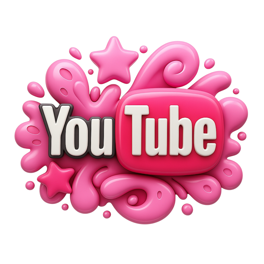 Pink youtube 3d logo png