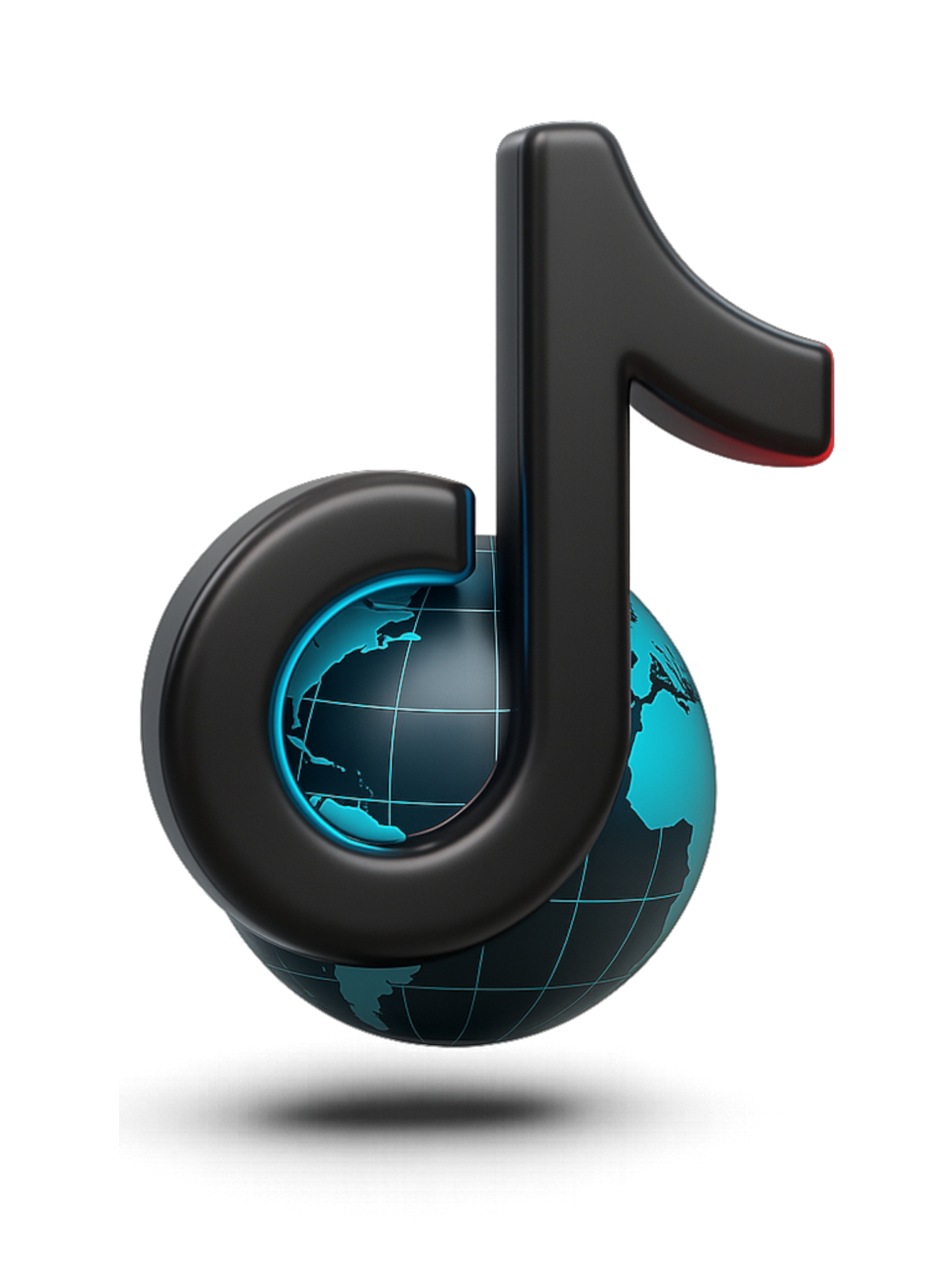 Tiktok global logo musical note on world grid globe