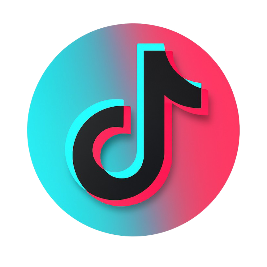 Tiktok logo musical note black cyan red on gradient circle