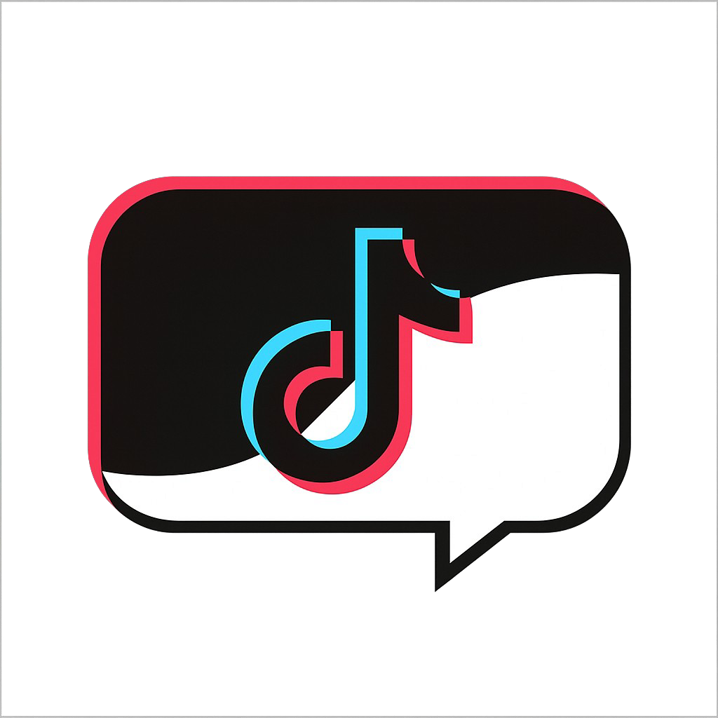 Tiktok logo speech bubble black blue red on contrast background