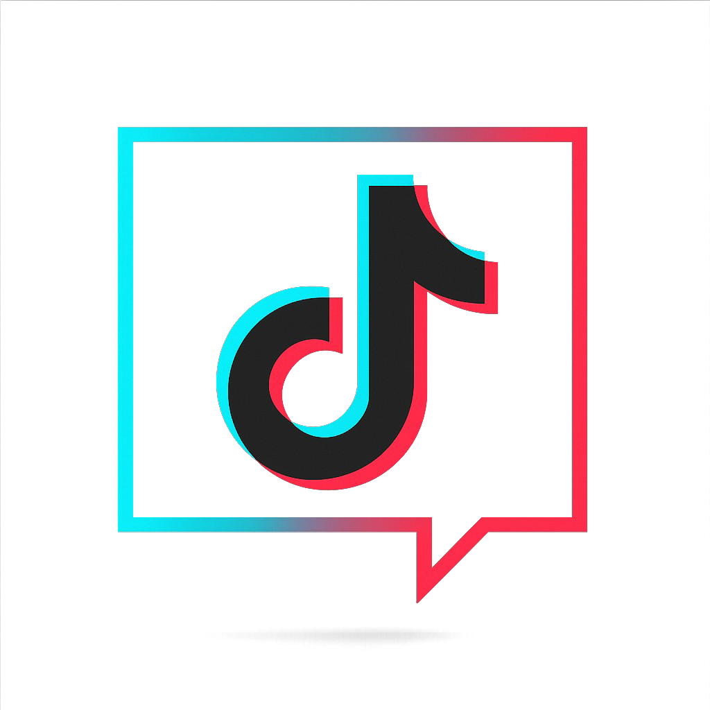 Tiktok logo speech bubble gradient outline blue to red musical note