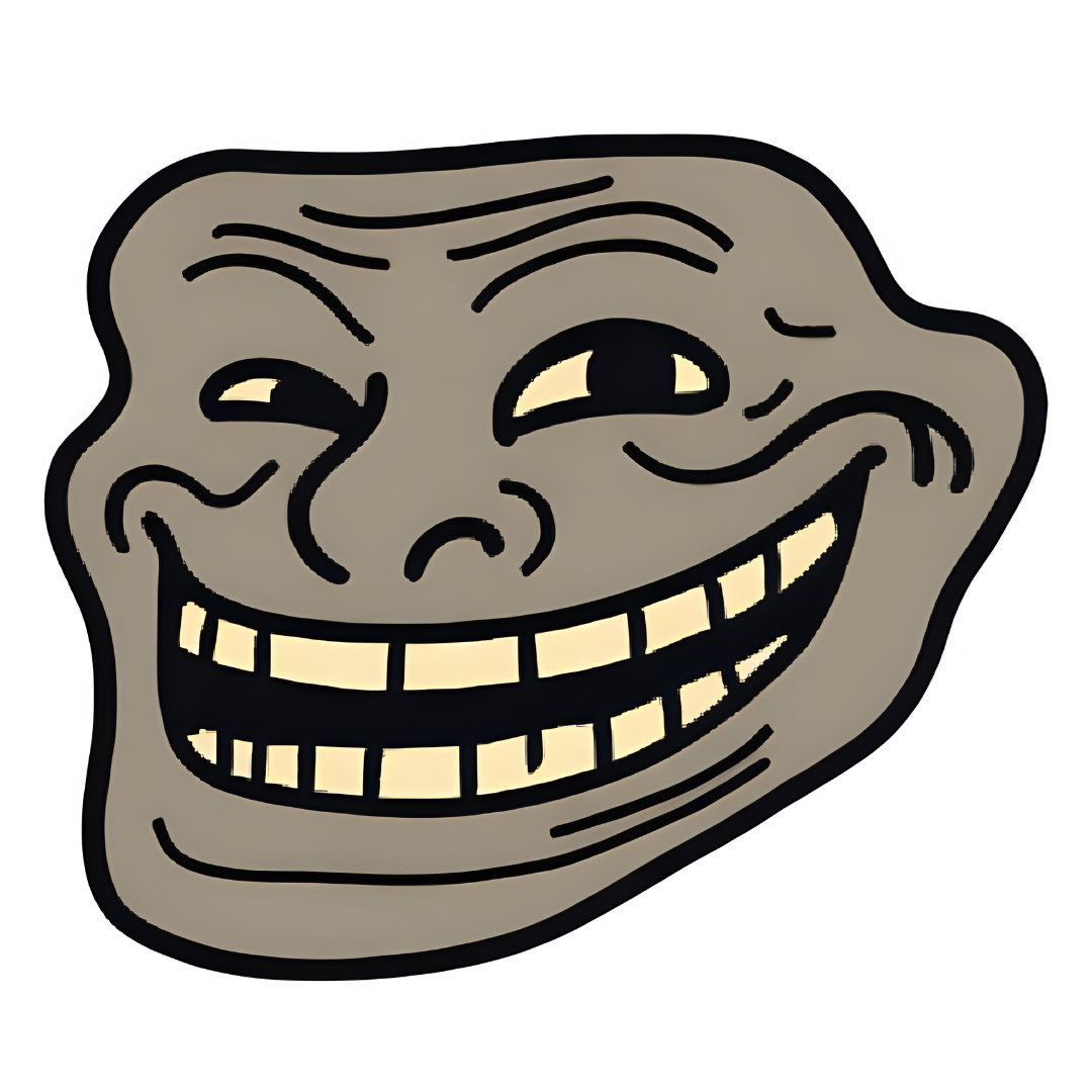 Troll face png transparent angry rage expression eyes closed cartoon thailand clipart