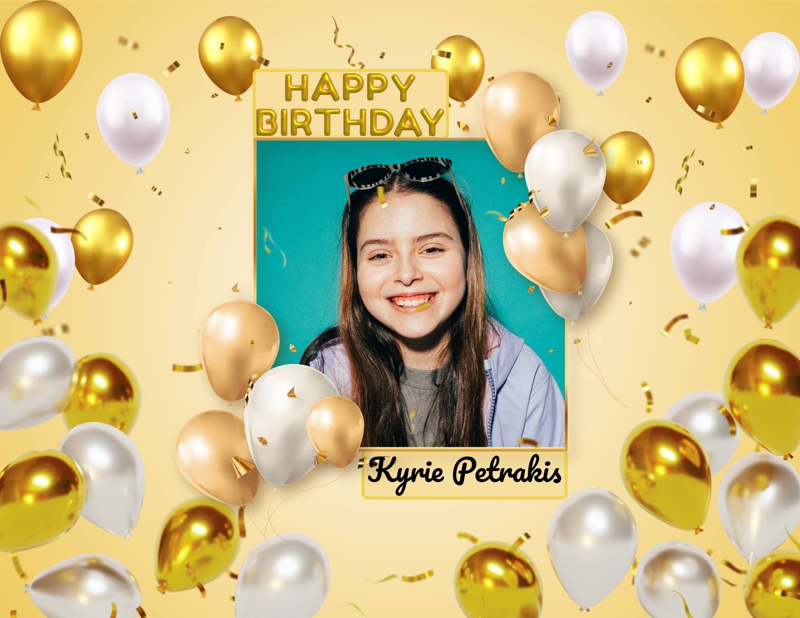 Balloon typography happy birthday poster | free editable svg template design