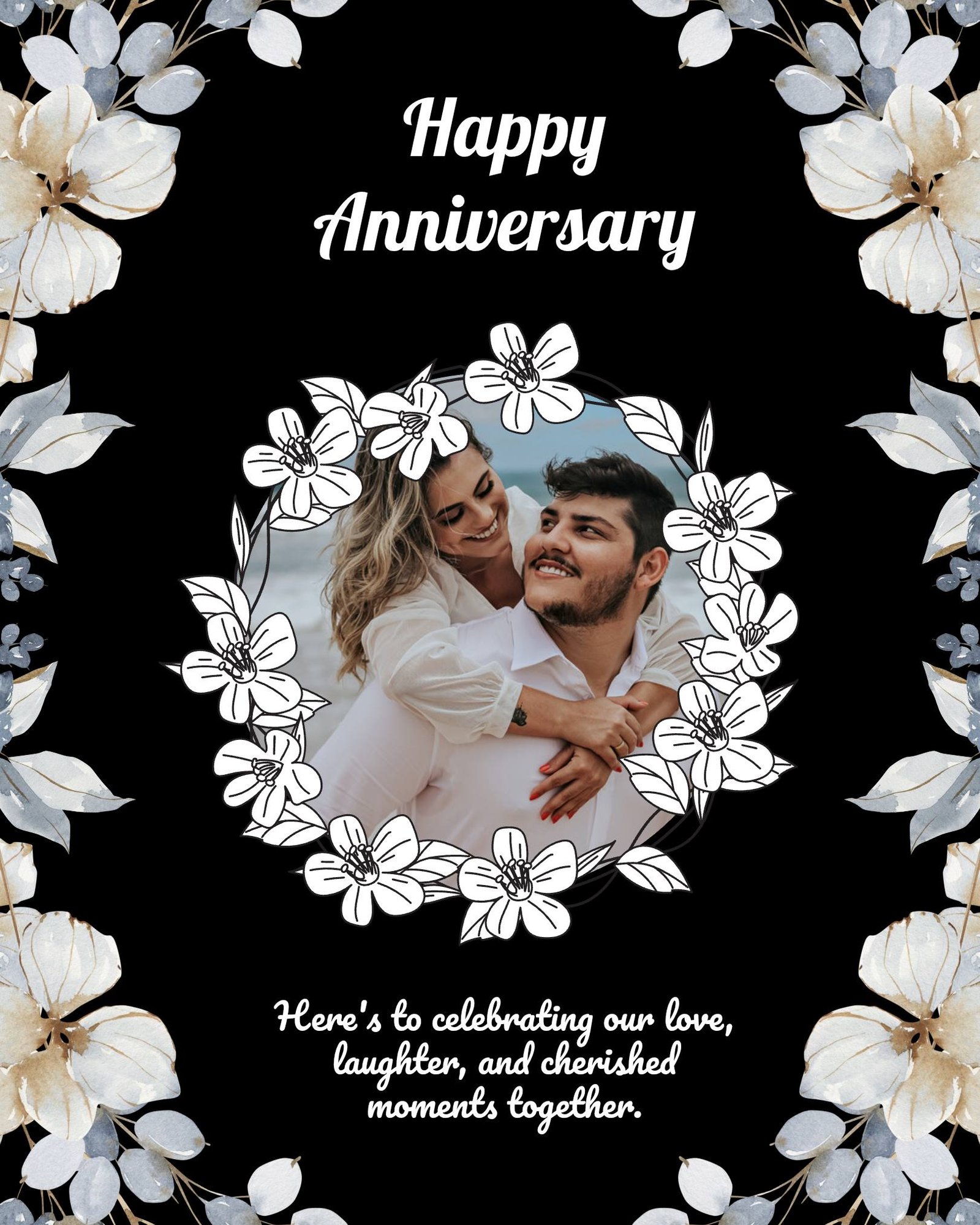 Black elegant anniversary greeting instagram post