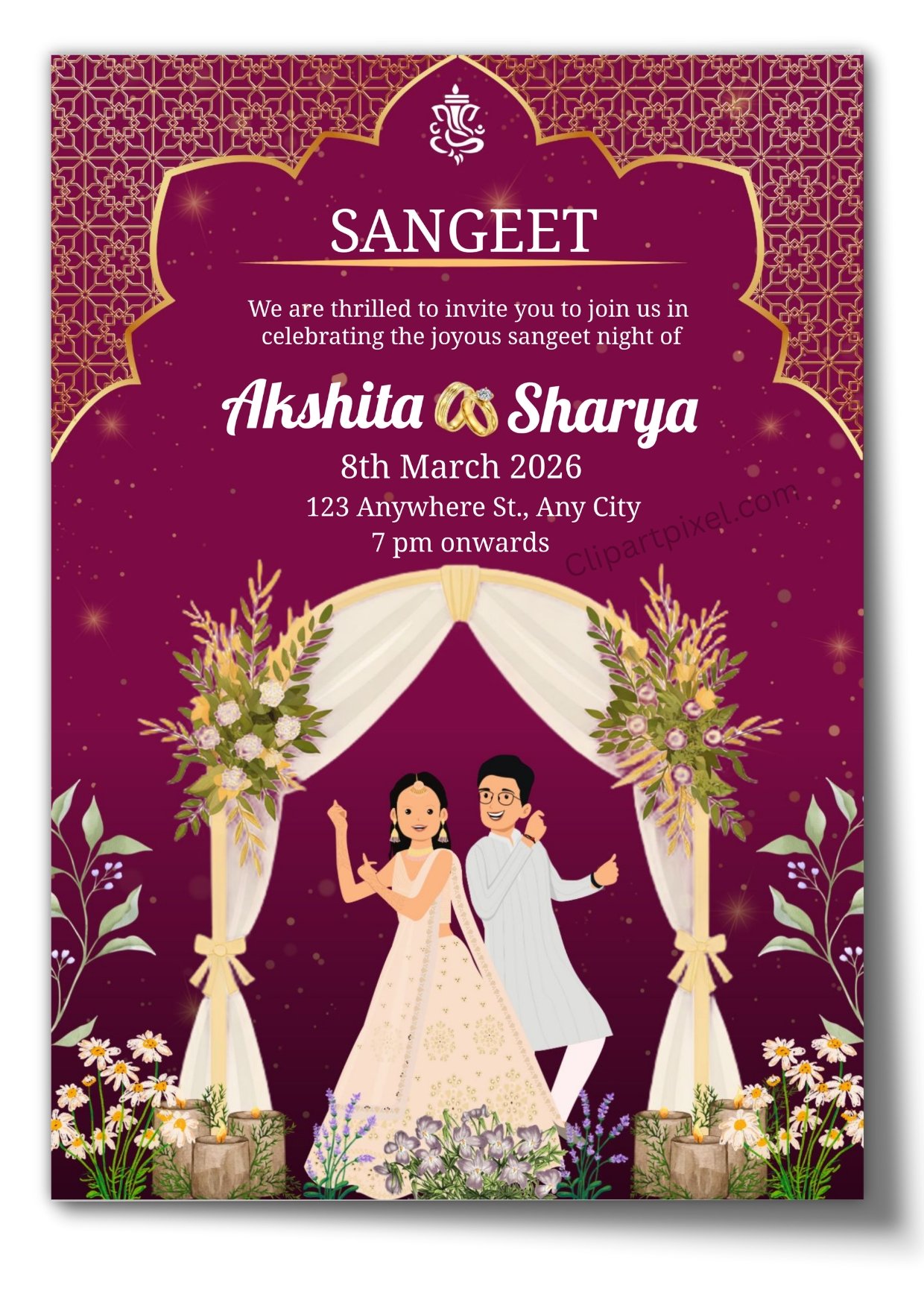 Free Editable Sangeet Invitation Card Online – Indian Wedding Ceremony