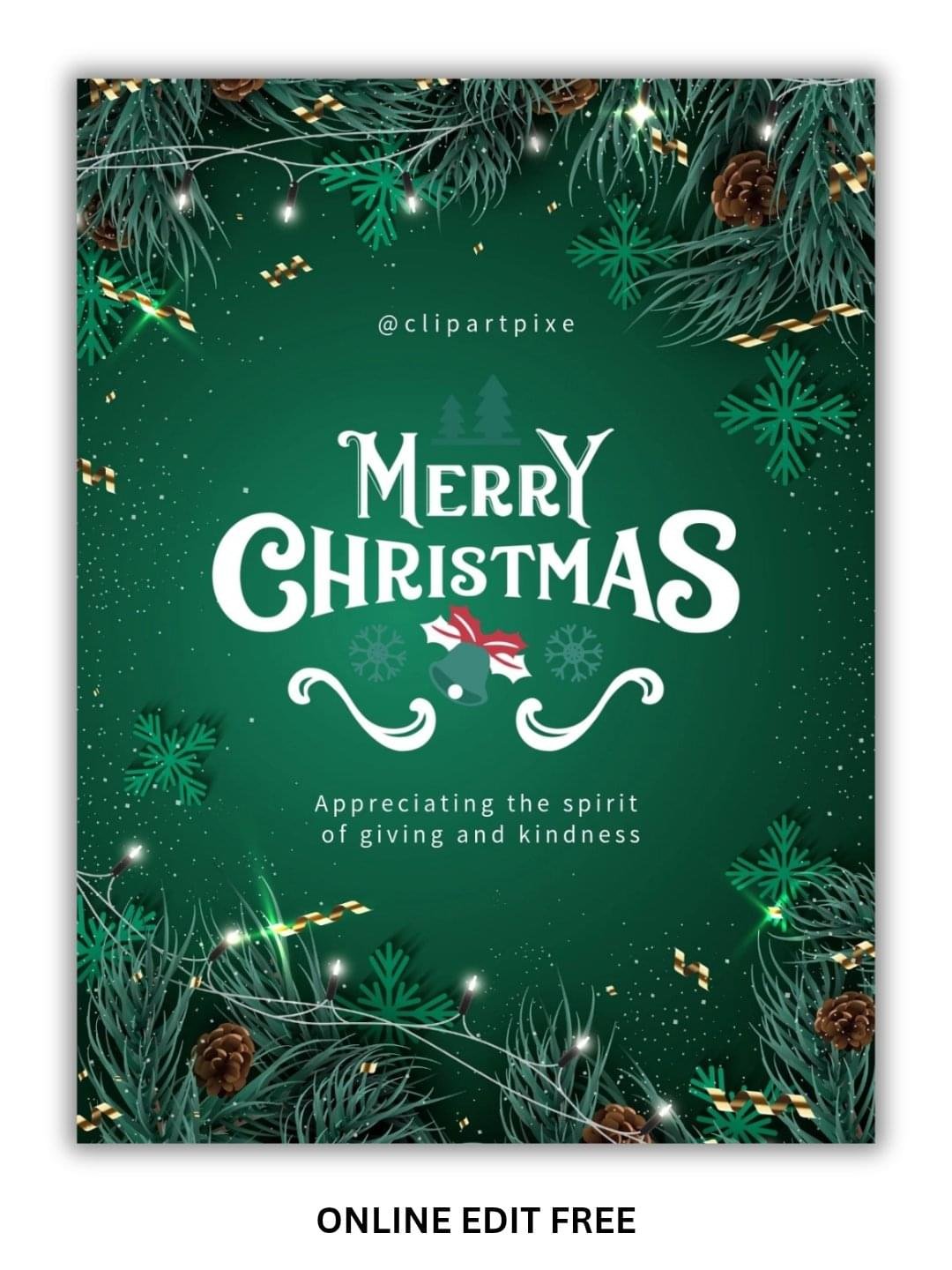 Merry Christmas Greeting Template – Green Forest Holiday Poster