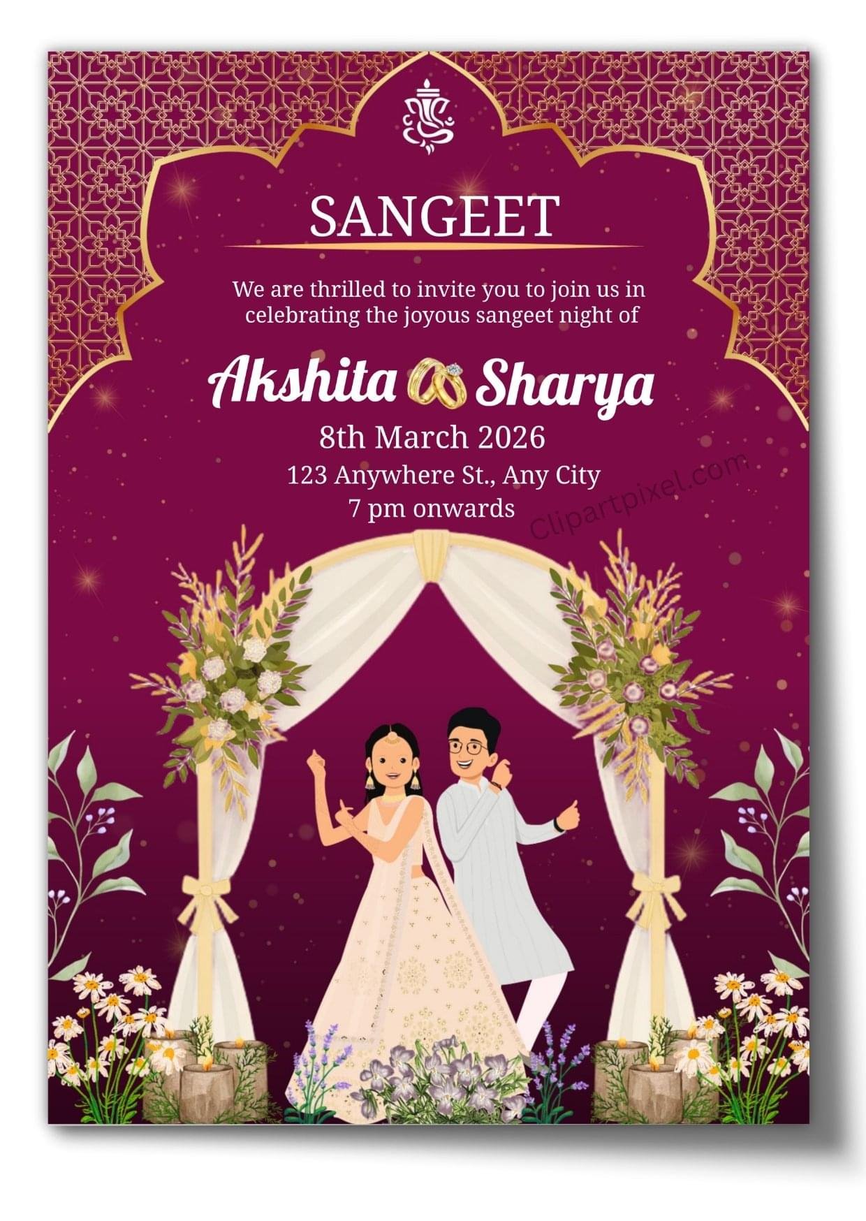 Free Editable Sangeet Invitation Card Online – Indian Wedding Ceremony